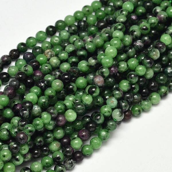 Natural Round Ruby in Zoisite Bead Strands
