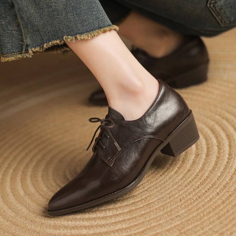 CHIKO Bernadette Pointy Toe Block Heels Oxfords Shoes