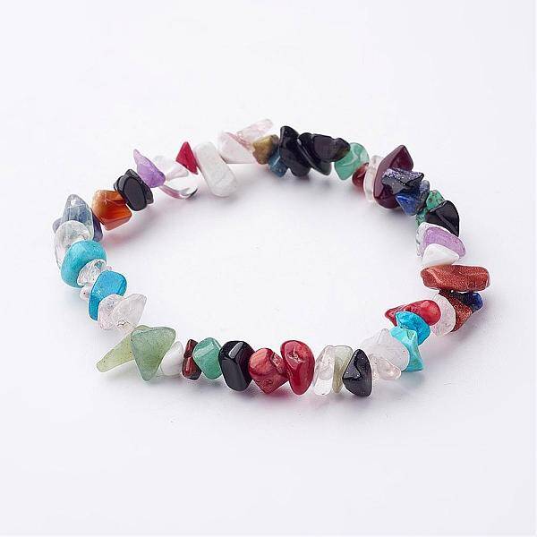 Natural & Synthetic Mixed Gemstone Beaded Stretch Bracelets