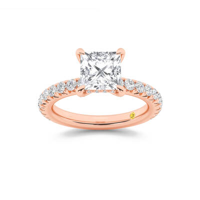 Embers Three Quarter Coverage Hidden Halo Princess Cut Lab Grown Diamond Engagement Ring | 18K Rose Gold 2 7/8 CT. TW.