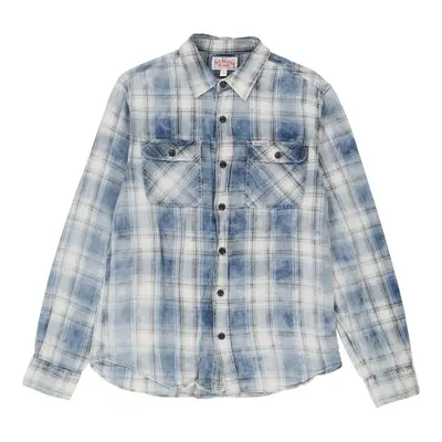 True Religion Checked Flannel Shirt - Large Blue Cotton