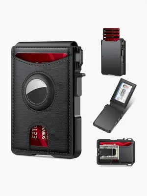 Men's Simple Style Plain Color Compact Portable Card Holder, Multi-functional Card Holder with Rfid Blocking Function, Wallet...