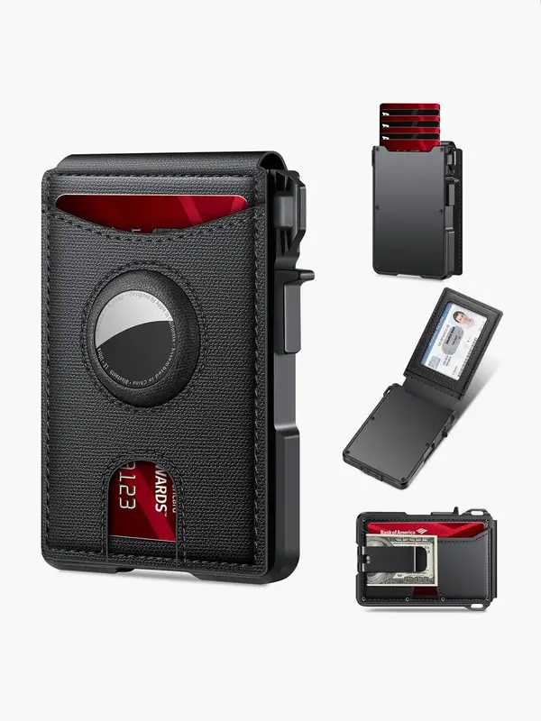 Men's Simple Style Plain Color Compact Portable Card Holder, Multi-functional Card Holder with Rfid Blocking Function, Wallet...