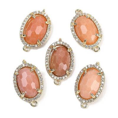 Natural Sunstone Faceted Oval Links