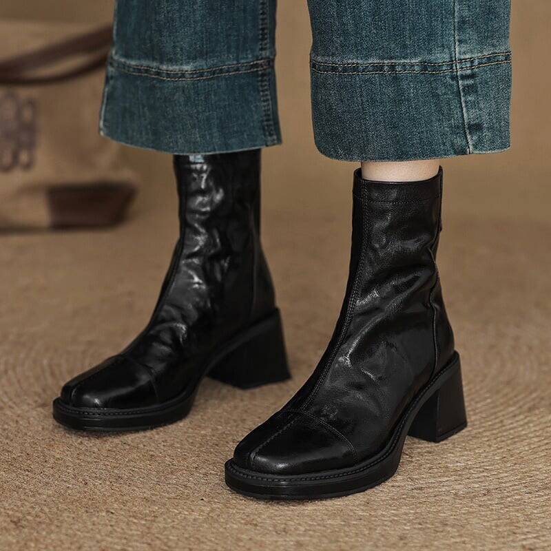 CHIKO Acadia Square Toe Block Heels Ankle Boots