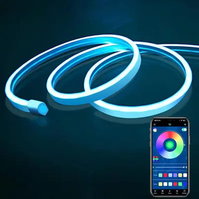 Neon Strip Lights, LED Smart Strip Lights for Christmas Decor, USB Powered Background Light with App Control & Switch, Music...