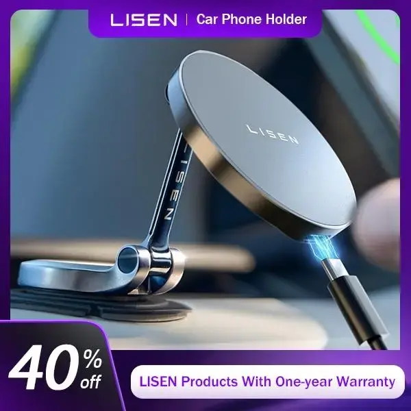 LISEN Magsafe Car Mount Charger 15W Fast Charging Wireless Magnetic Charging Smartphone Cellphone Electronic Mobile magnetic ...