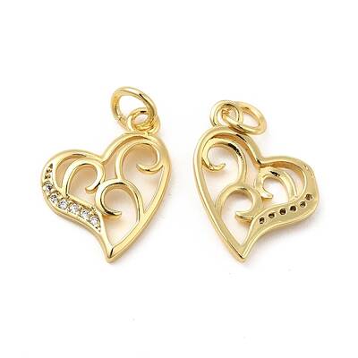 Brass Micro Pave Clear Cubic Zirconia Charms