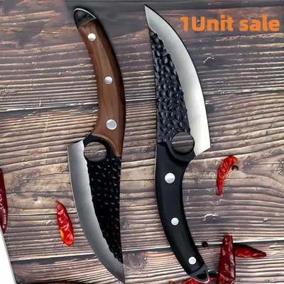 Outdoor Camping Hiking Knife, Stainless Steel Bone Planer Knife, Handheld Knife with Leather Case, Kitchenware for Outdoor Ca...