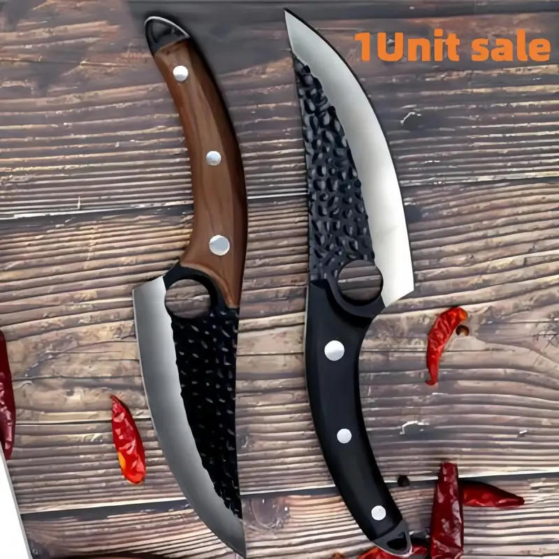 Outdoor Camping Hiking Knife, Stainless Steel Bone Planer Knife, Handheld Knife with Leather Case, Kitchenware for Outdoor Ca...