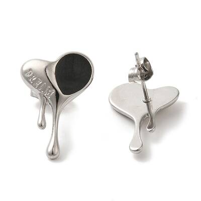 304 Stainless Steel Heart Stud Earrings