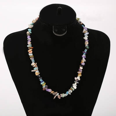 Natural Mixed Stone Chip Beaded Necklaces for Women