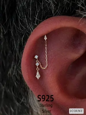 925 Sterling Silver Fashion Earrings, Rhinestone Decor Earrings for Women & Girls, Trendy All-match & Exquisite Jewelry for B...