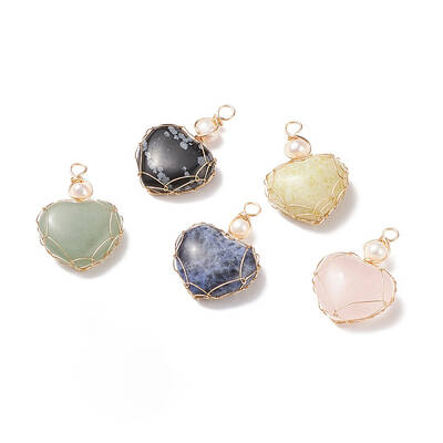 Natural Mixed Stone & Freshwater Pearl Pendants