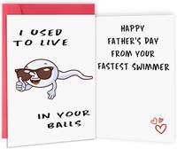 Cute First Fathers Day Card for New Dad, Two-sided 1st Fathers Day Gift from Baby Girl Boy, I Used to Live in Your Balls