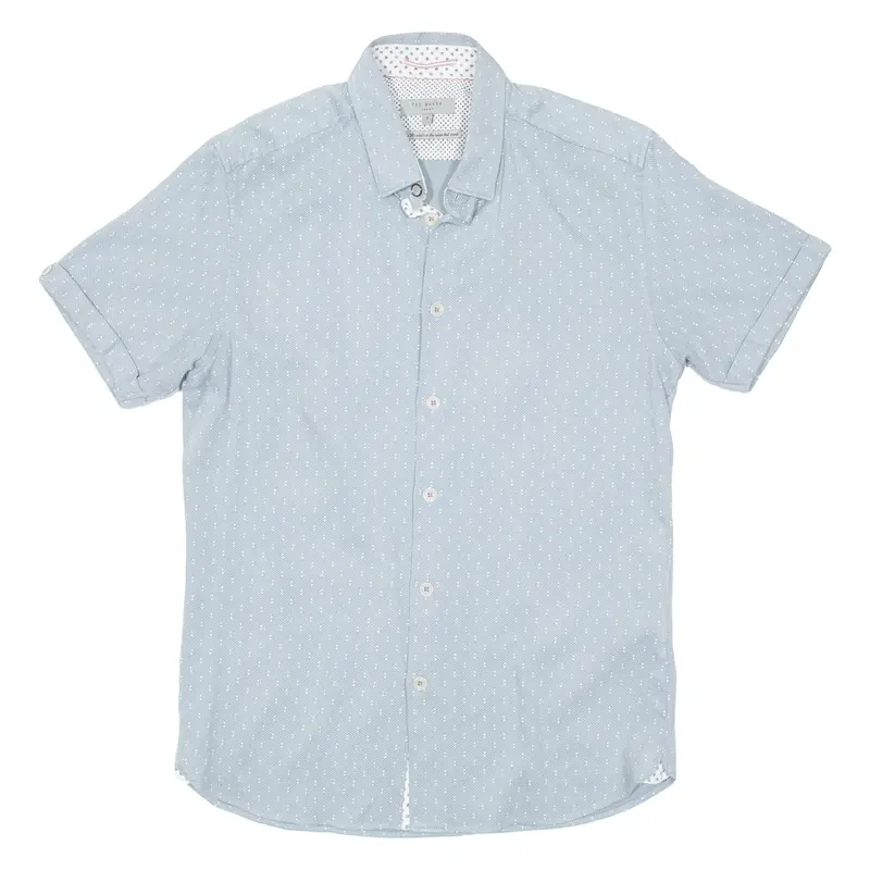 TED BAKER Mens Shirt Green Spotted S