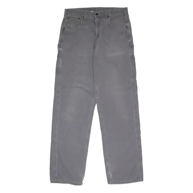 CARHARTT Carpenter Mens Canvas Trousers Grey Loose Straight W33 L36