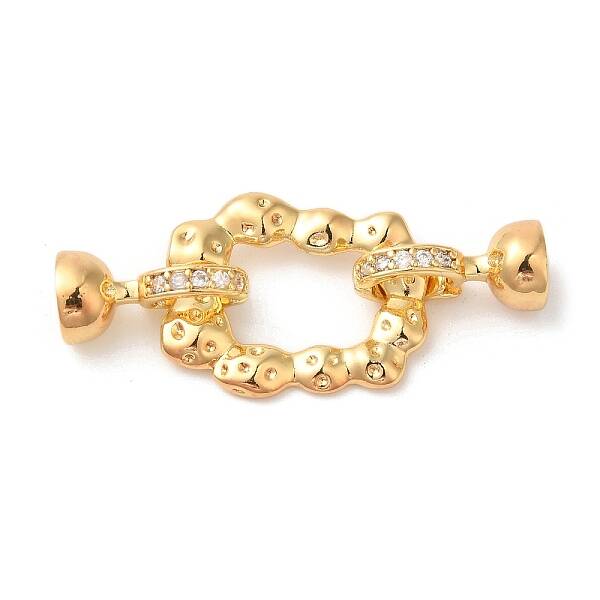 Brass Micro Pave Clear Cubic Zirconia Fold Over Clasps