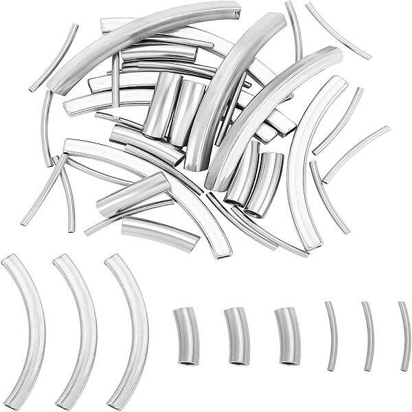 40Pcs 5 Style 304 Stainless Steel Tube Beads