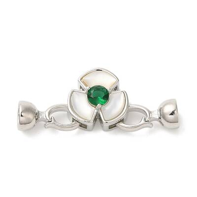 Flower Brass Shell Fold Over Clasps