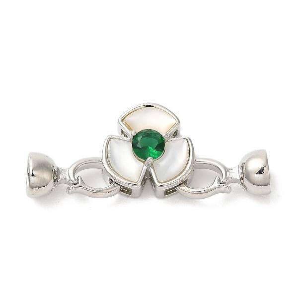 Flower Brass Shell Fold Over Clasps
