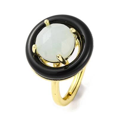 Rack Plating Round Brass Enamel Adjustable Rings