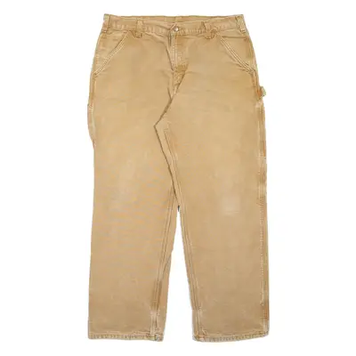 CARHARTT Dungaree Fit Carpenter Workwear Mens Jeans Beige Straight W36 L30