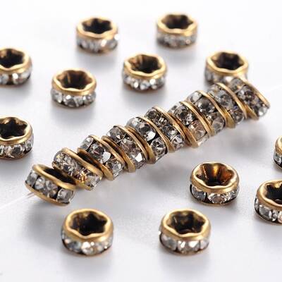 Brass Rhinestone Spacer Beads
