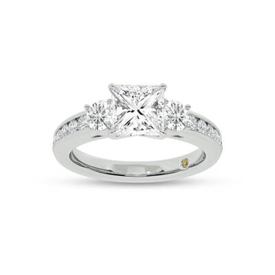 Aura Channel Set Half Coverage Three Stone Princess Cut Lab Grown Diamond Engagement Ring | 18K White Gold 4 CT. TW.