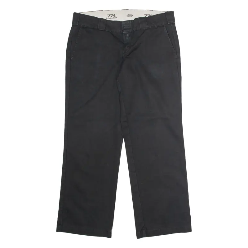 DICKIES 774 Workwear Womens Twill Trousers Black Classic Straight W34 L28