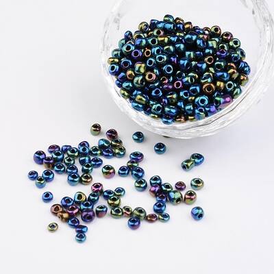 6/0 Electroplated Iris Round Glass Seed Beads