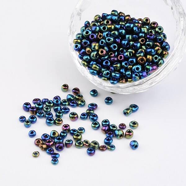 6/0 Electroplated Iris Round Glass Seed Beads
