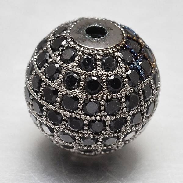 CZ Brass Micro Pave Cubic Zirconia Round Beads