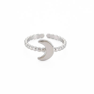Non-Tarnish 304 Stainless Steel Moon Open Cuff Ring for Women