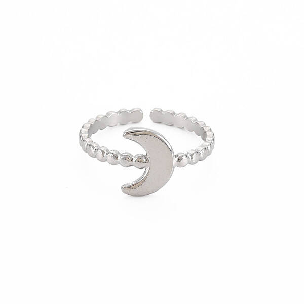 Non-Tarnish 304 Stainless Steel Moon Open Cuff Ring for Women