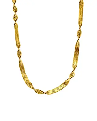 18K Gold Rope Herringbone Chain Necklace