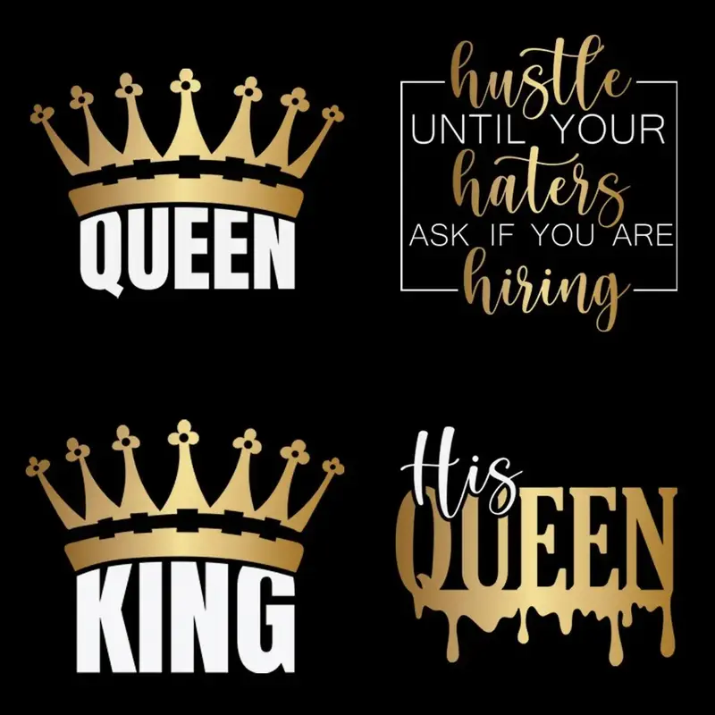 6pcs Crown Letter Pattern Heat Transfer Sticker For Clothes, Heat Press Sticker, Heat Transfer Vinyl, DIY Decoration Thermal ...