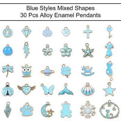 30Pcs 30 Styles Alloy Enamel Pendants