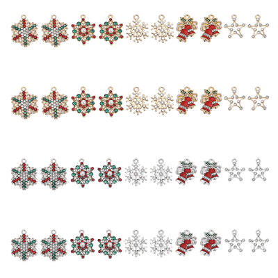 40Pcs 10 Style Alloy Rhinestone Pendants