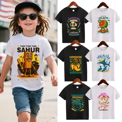 1PCS Italian Brainrot Meme Character Hand Drawn for Kids T-Shirt Toddler Boy or Girl Funny T-Shirt with Various Designs Inclu...