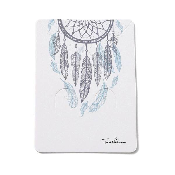 100Pcs Woven Web/Net with Feather Print Paper Jewelry Display Cards