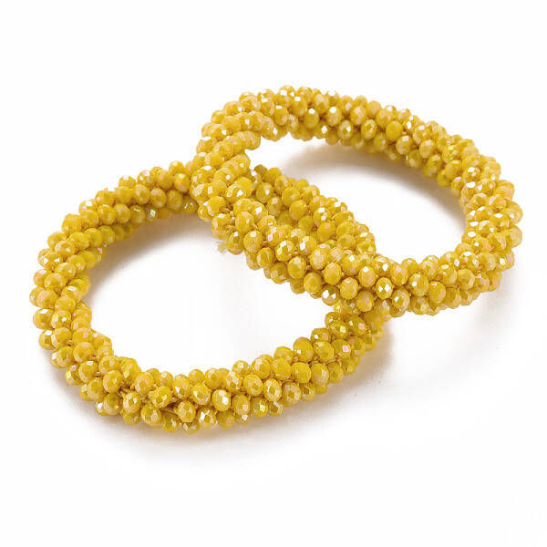AB Color Plated Faceted Opaque Glass Beads Stretch Bracelets