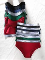 Women's Solid Color Letter Tape Wireless Bra & Panty Set, Casual Comfortable Fit Breathable U Neck Sports Bra & Panty Set for...