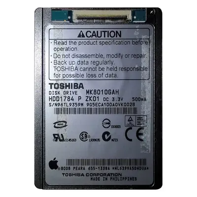 HDD1784P Toshiba 80GB 4200RPM IDE Ultra ATA/100 (ATA-6) 2MB Cache 1.8-Inch Hard Drive