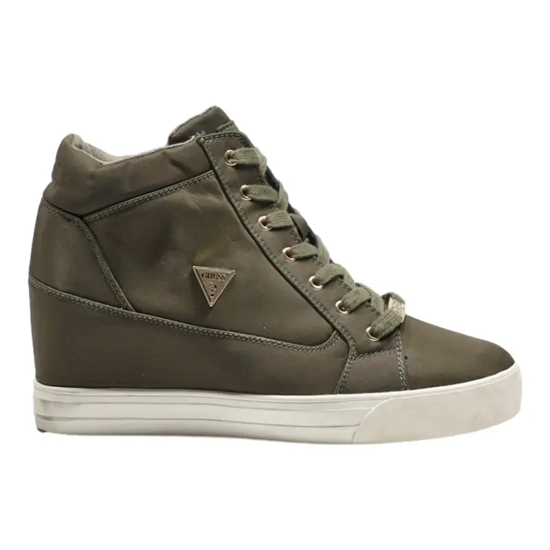 GUESS Wedge Heels Green Canvas Womens UK 7