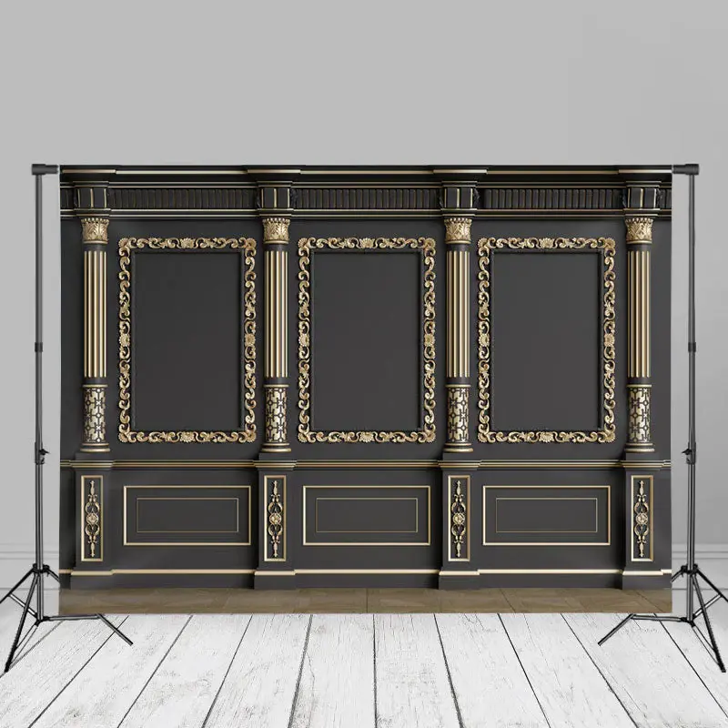 Black Elegant Classic Interior Wall Backdrop For Photo - Aperturee