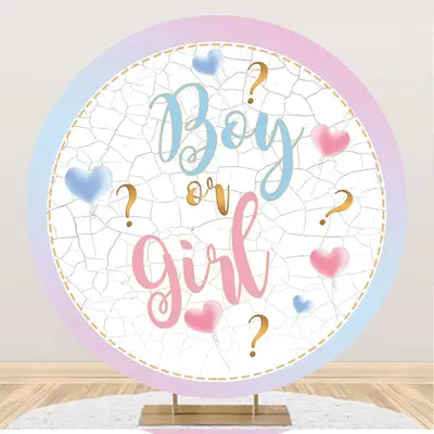 Round Boy Or Girl Marbled Backdrop For Gender Reveal - Aperturee