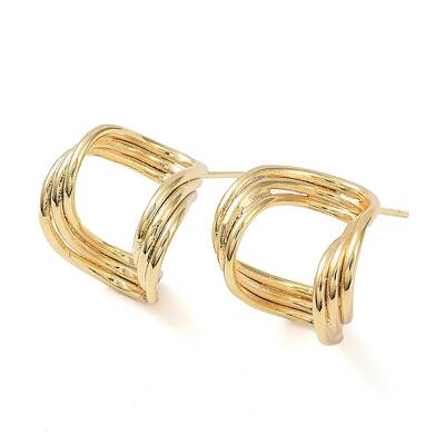 Brass Twist Wave Stud Earrings