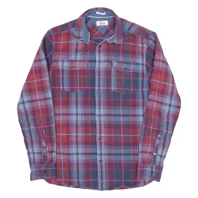 HILFIGER DENIM Mens Shirt Red Check Long Sleeve M