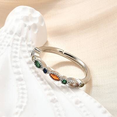Adjustable Brass Micro Pave Cubic Zirconia Finger Rings for Women